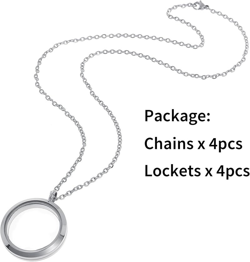 FM FM42 Stainless Steel 30mm/1.18" Diameter Glass Locket Pendant Charm, Pack of 4 - Image 5